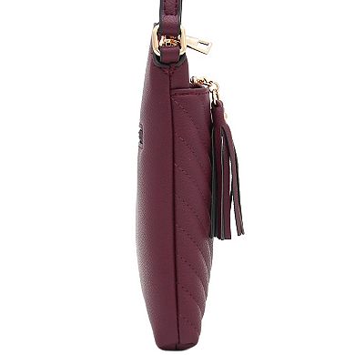 Chevron Quilted Crossbody Tassel Bag