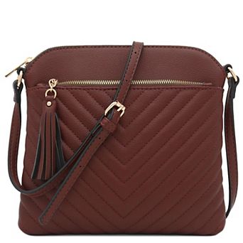 Chevron Quilted Crossbody Tassel Bag
