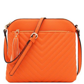 Chevron Quilted Crossbody Tassel Bag