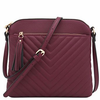 Chevron Quilted Crossbody Tassel Bag