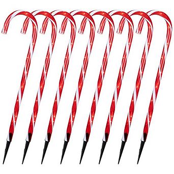 24 Pack 22" Solar Candy Cane Lights, 216 LEDs, Adjustable Brightness