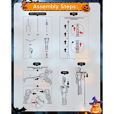 Halloween Flying Scarecrow Ghost, Metal Pole, Outdoor Yard Decoration