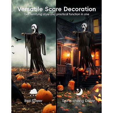 Halloween Flying Scarecrow Ghost, Metal Pole, Outdoor Yard Decoration