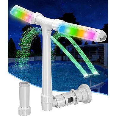 2025 Pool Fountain with Lights, Adjustable 360° Spray, Remote-Controlled Waterfall Cooler