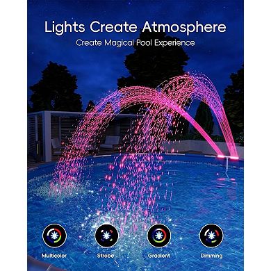 2025 Pool Fountain with Lights, Adjustable 360° Spray, Remote-Controlled Waterfall Cooler