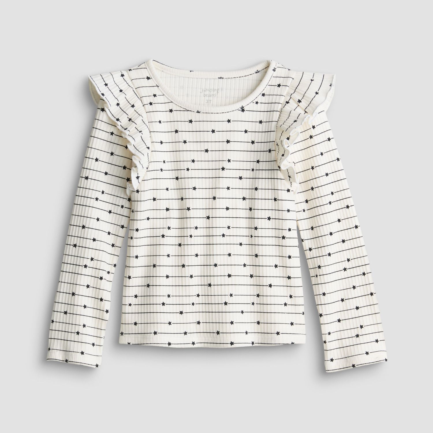 Футболка Jumping Beans® Physical Adaptive Long Sleeve Rib для девочек-малышей, цвет: Слоновая кость полосатый — фото 1