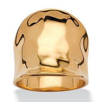 PalmBeach Jewelry Concave Cigar Band Ring 18k Gold Plated