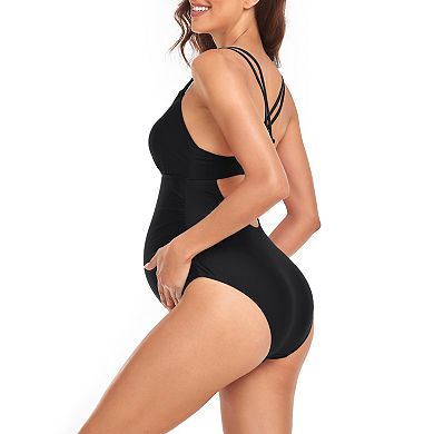 Women's Maternity One Piece Swimsuit with Adjustable Straps