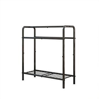 BONAUGURE Black 30 in 3 tier Freestanding Metal Towel Rack with Mesh Shelf
