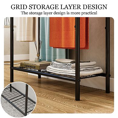 BONAUGURE Black 30-in. 3-Tier Freestanding Metal Towel Rack with Mesh Shelf