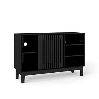 TEINIE 47" Farmhouse Fluted Buffet Cabinet with Outlet Holes Black