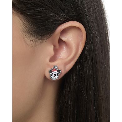 Disney Holiday Stud Earring Set, 3 Pairs - Mickey Santa, Peppermint Ears & Gifts, Silver‑Tone