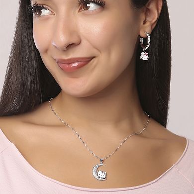 Sanrio Hello Kitty Pave Crystal Dangle Hoop Earrings