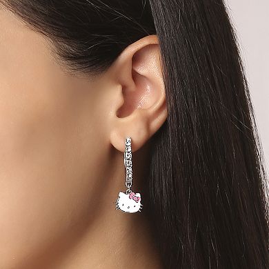 Sanrio Hello Kitty Pave Crystal Dangle Hoop Earrings