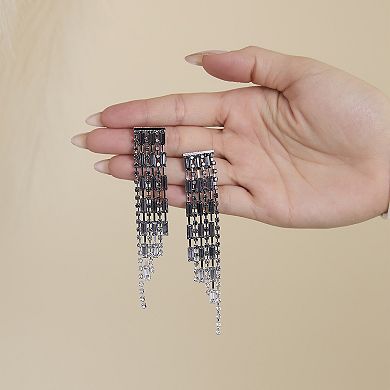 JS Jessica Simpson Gradient Crystal Fringe Earrings
