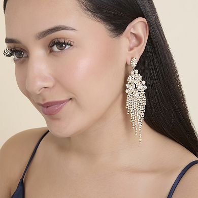 JS Jessica Simpson Crystal Fan Drop Earrings in Silver-Tone