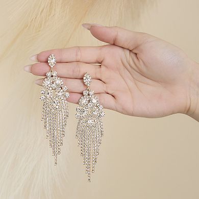 JS Jessica Simpson Crystal Fan Drop Earrings in Silver-Tone