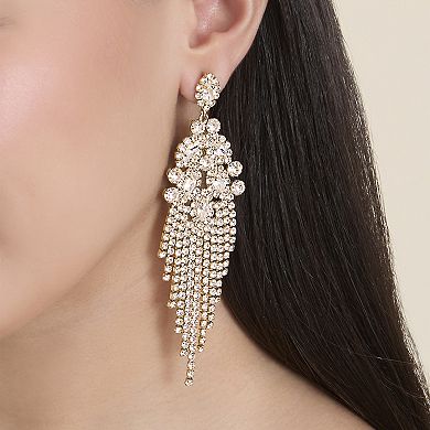 JS Jessica Simpson Crystal Fan Drop Earrings in Silver-Tone