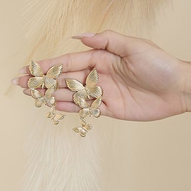 JS Jessica Simpson Cascading Butterfly Drop Earrings in Gold-Tone