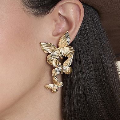 JS Jessica Simpson Cascading Butterfly Drop Earrings in Gold-Tone