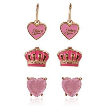 Juicy Couture Kids Stylish Stud 3-Pair Earrings Set