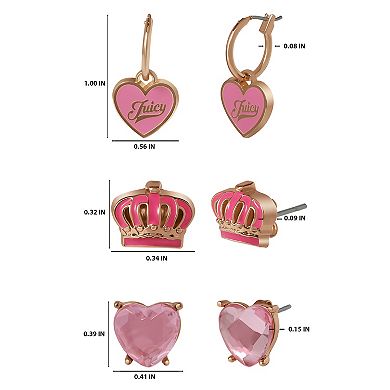 Juicy Couture Kids Stylish Stud 3-Pair Earrings Set