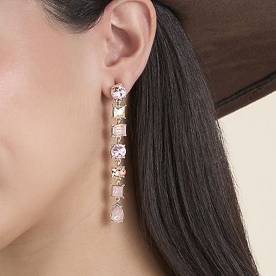 JS Jessica Simpson Light Pink Crystal Linear Drop Earrings in Gold-Tone