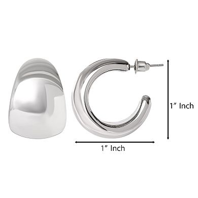 JS Jessica Simpson Wide Hoop Earrings s in Silver Tone Finish