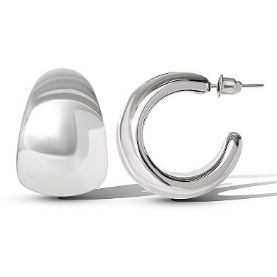 JS Jessica Simpson Wide Hoop Earrings s in Silver Tone Finish