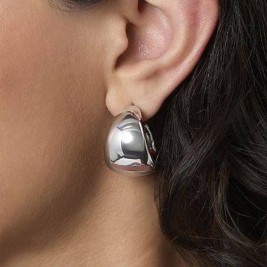 JS Jessica Simpson Wide Hoop Earrings s in Silver Tone Finish