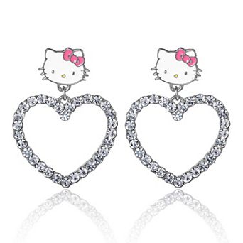 Hello Kitty Heart-Shaped Drop Earrings, Official Hello Kitty License