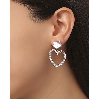 Hello Kitty Heart-Shaped Drop Earrings, Official Hello Kitty License