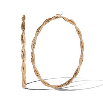 JS Jessica Simpson Gold Tone Twisted Hoop Earrings
