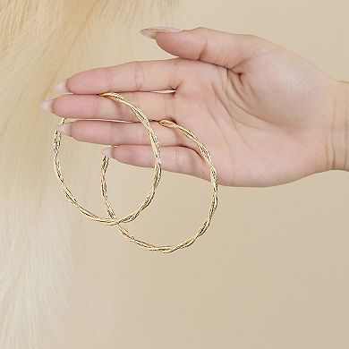 JS Jessica Simpson Gold Tone Twisted Hoop Earrings