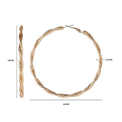 JS Jessica Simpson Gold Tone Twisted Hoop Earrings
