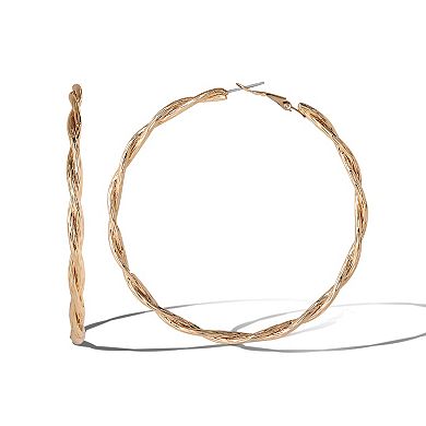 JS Jessica Simpson Gold Tone Twisted Hoop Earrings