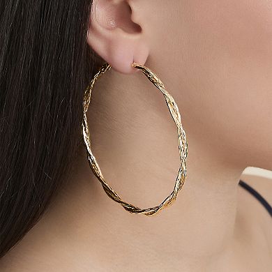 JS Jessica Simpson Gold Tone Twisted Hoop Earrings