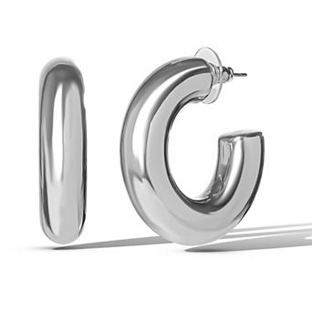 JS Jessica Simpson Chunky Silver Hoop Earrings
