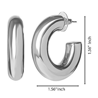 JS Jessica Simpson Chunky Silver Hoop Earrings