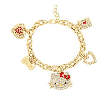 Hello Kitty Crystal Charm Bracelet with Iconic Charms