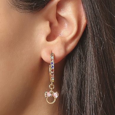 Minnie Mouse Multi Color Crystal Hoop Earrings, Officially Licensed
