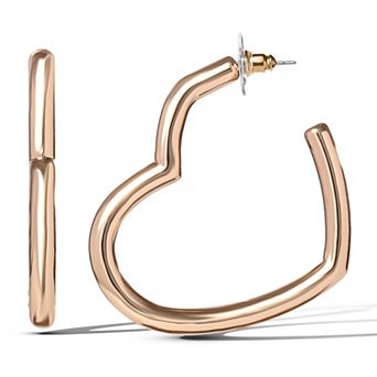 JS Jessica Simpson Open Heart Thin Wire Hoop Earrings in Gold