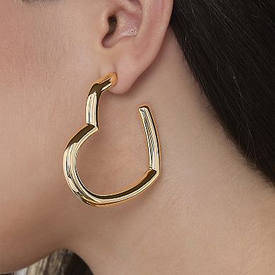 JS Jessica Simpson Open Heart Thin Wire Hoop Earrings in Gold