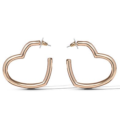 JS Jessica Simpson Open Heart Thin Wire Hoop Earrings in Gold