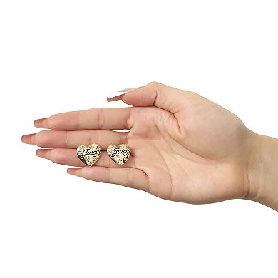 Juicy Couture Script Logo Constellation Heart Stud Earrings for Women with Clear Stones