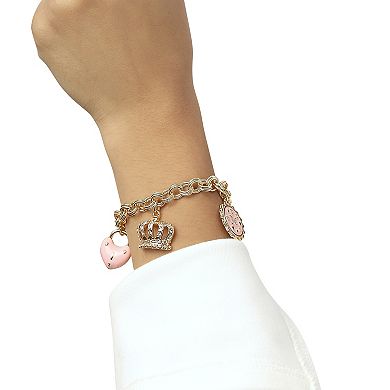 Juicy Couture Charms Bracelet- Crown, Heart Key, 7.5"