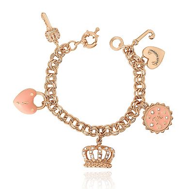 Juicy Couture Charms Bracelet- Crown, Heart Key, 7.5"