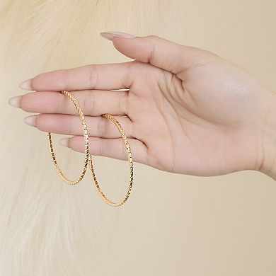 JS Jessica Simpson Textured Omega Gold-Tone Large Hoop Earrings