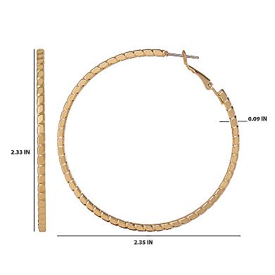 JS Jessica Simpson Textured Omega Gold-Tone Large Hoop Earrings