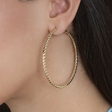 JS Jessica Simpson Textured Omega Gold-Tone Large Hoop Earrings